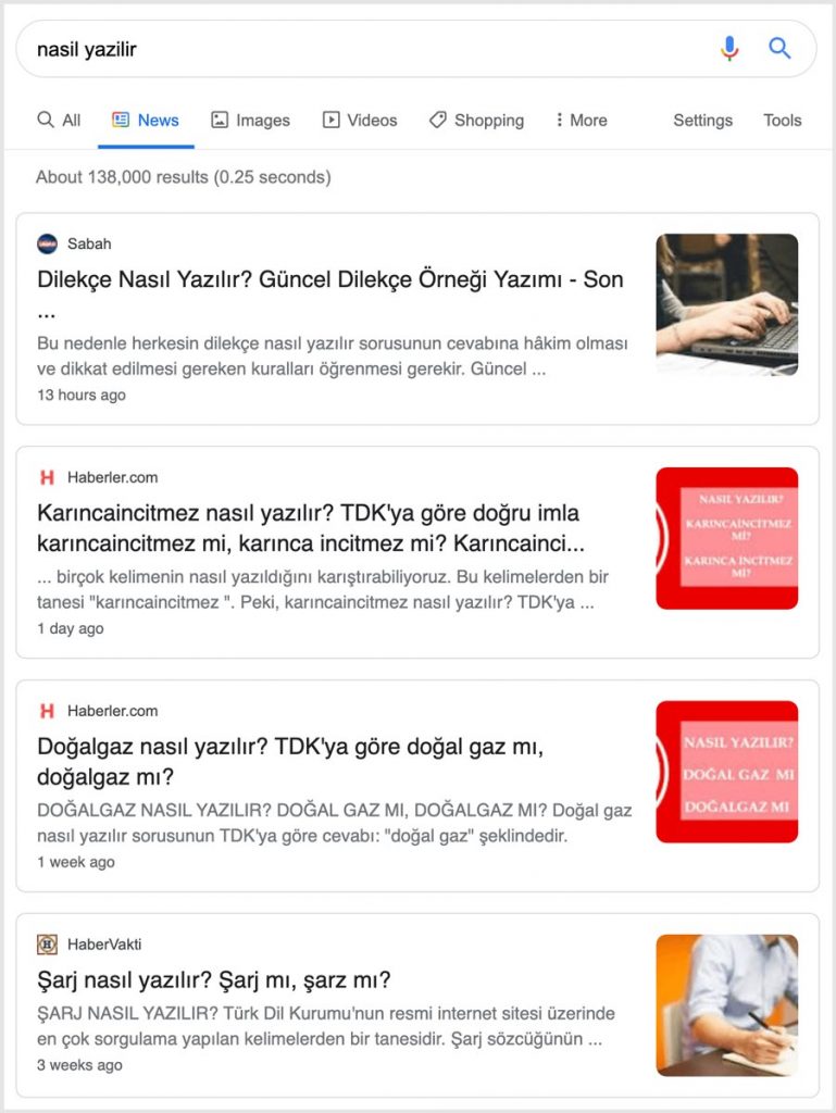 News Sites Google Search Results